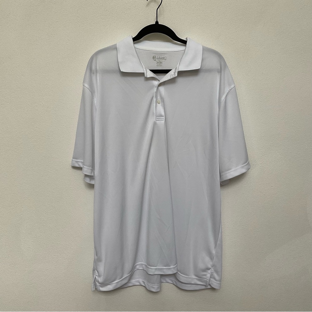 Izod Xtreme Function Golf Quick Dry White Polo Shirt Size XL Thin Preppy